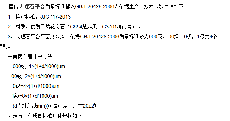 大理石平臺(tái)質(zhì)量標(biāo)準(zhǔn)